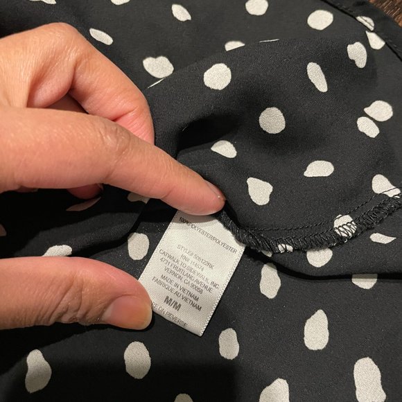 Pleione Black & White Polka Dot Tunic Blouse - Picture 5 of 6